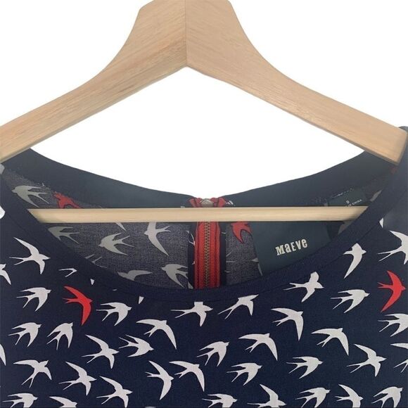 Anthro Maeve 3/4 Sleeve Bird Print Top - Picture 3 of 5